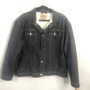 Jean Jacket Sherpa Lined Mens Extra Large Blue Trucker Retro Grunge Lada Ranch